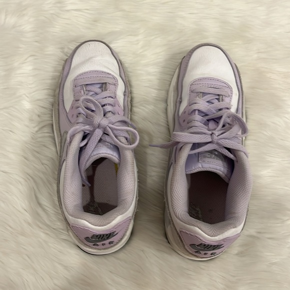 Nike Air Max 90s Style LTR Shoes Lavender White Leather Sneakers Shoes Size 4.5Y - Picture 5 of 9